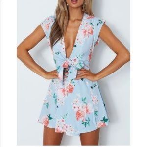 Carrie Mini Dress Baby Blue Floral